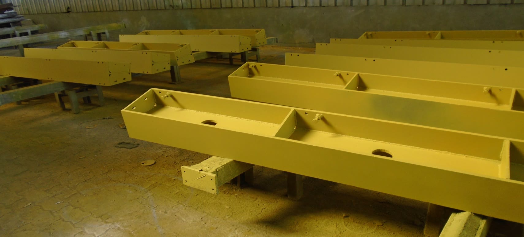Plate girders after metalizing and painting