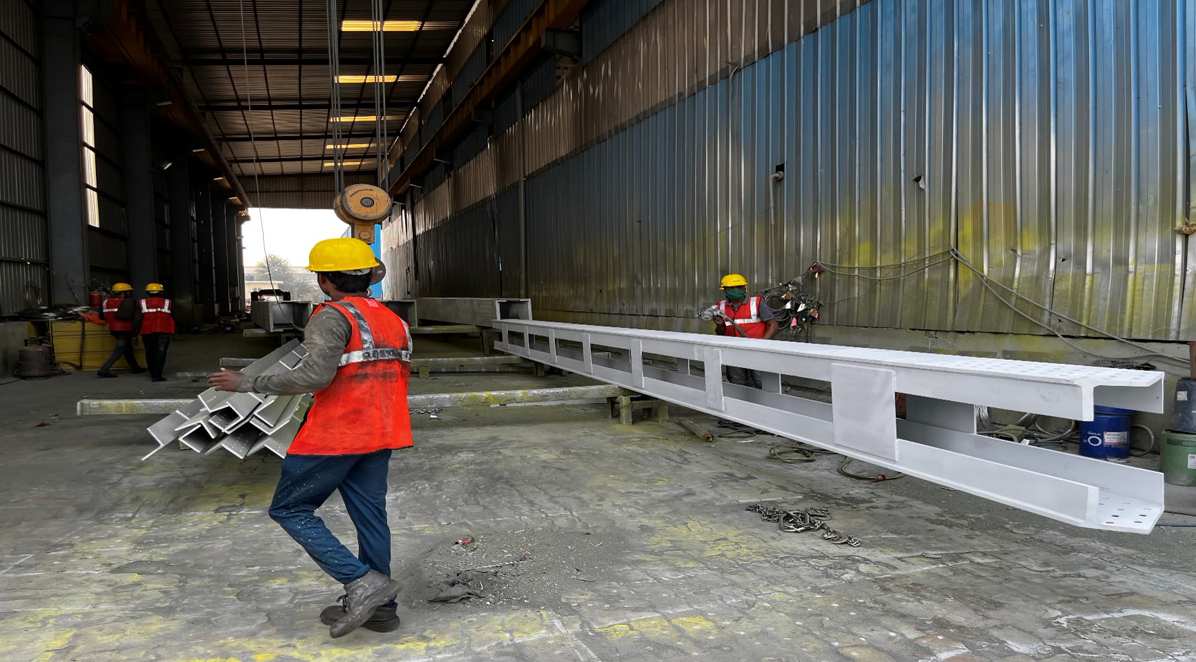 Primed plate girders awaiting inspection